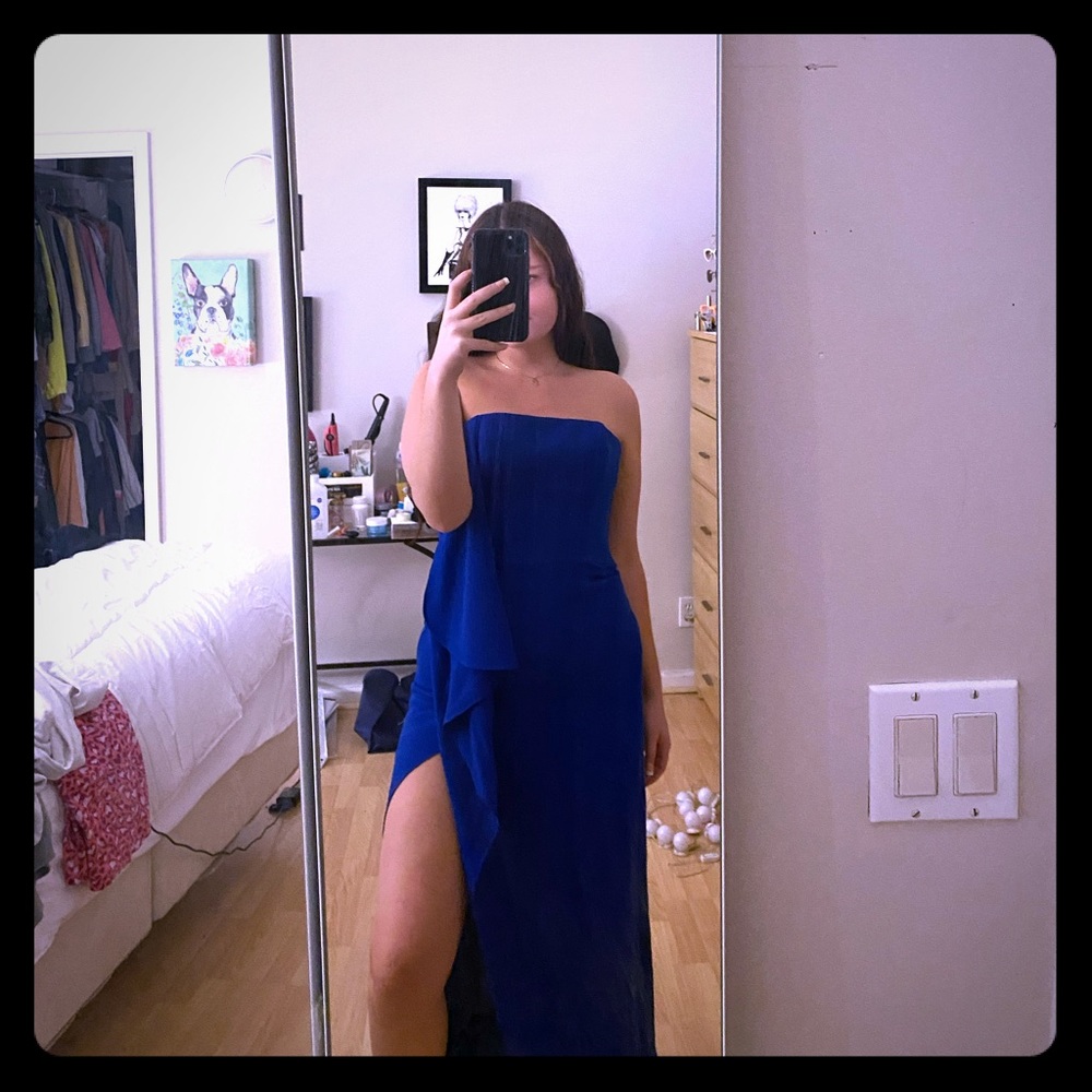 Halston Women’s Royal Blue Ball Gown Long Prom Dress